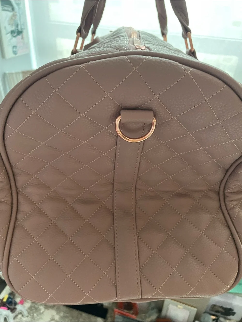 ✨💕Quilted Women's Weekender Tote Bag in Light Pink, Rose Gold Hardware💕✨NWT